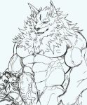  abs anthro black_and_white canid canine canis eurobeat felid humanoid_penis law_(sdorica_sunset) male mammal monochrome muscular muscular_male nipples nude pang pantherine pecs penis sdorica_sunset smile tiger wolf 