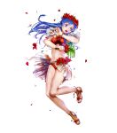  1girl bangs bare_arms bikini blue_eyes blue_hair breasts bunbun fire_emblem fire_emblem:_the_binding_blade fire_emblem_heroes flower full_body head_wreath hibiscus highres lilina long_hair medium_breasts official_art solo swimsuit transparent_background 