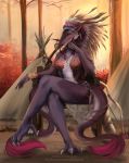  2019 3_toes 5_fingers anthro clothed clothing day detailed_background digital_media_(artwork) female fingers forest hi_res outside sergal sitting solo strigiformes toes tree 