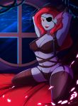  absurd_res anthro breasts clothed clothing eye_patch eyewear female fish hakkids2 hi_res inside kneeling legwear looking_at_viewer marine seductive solo thigh_highs undertale underwear undyne video_games 