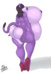  absurd_res angrypotato96 anthro big_breasts big_butt breasts butt clothing curvaceous felid feline female footwear hi_res high_heels huge_breasts hyper hyper_breasts lips mammal mostly_nude nipples pregnant shoes solo standing thick_lips 