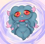  blush breasts female ghost looking_at_viewer misdreavus nintendo nipples nude pok&eacute;mon pok&eacute;mon_(species) pussy red_eyes simple_background solo spirit tongue tongue_out vallycuts video_games yellow_sclera 