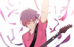  all_male guitar instrument male necklace omutatsu original pink_eyes purple_hair short_hair 