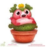  cactus cryptid-creations flower_pot looking_at_viewer mammal simple_background solo ursid white_background 