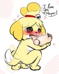  &lt;3 2017 animal_crossing anthro anus blush breasts canid canine canis disembodied_penis domestic_dog english_text female fur hair isabelle_(animal_crossing) male male/female mammal nintendo nude open_mouth penis pussy shih_tzu simple_background solo_focus speech_bubble text toy_dog vallycuts video_games yellow_fur 