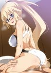  1boy 1girl anus ass back bangs bare_shoulders blonde_hair blue_eyes blush breasts censored cowgirl_position cum cum_in_pussy fate/grand_order fate_(series) girl_on_top glasses hair_between_eyes hera_(hara0742) hetero high_ponytail highleg highleg_swimsuit highres jeanne_d&#039;arc_(fate)_(all) jeanne_d&#039;arc_(swimsuit_archer) large_breasts long_hair looking_back one-piece_swimsuit open_mouth penis ponytail pussy sex smile solo_focus straddling sweat swimsuit swimsuit_aside thighs vaginal very_long_hair white_swimsuit 
