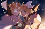  blonde_hair blue_eyes bow headphones kagamine_len kagamine_rin male omutatsu short_hair stars vocaloid 