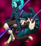  abdominal_bulge ahegao ailurid all_the_way_through anal anal_penetration anthro big_breasts blonde_hair blue_fur blue_hair breasts bubble_butt butt cenegan024 duo felid feline female fur hair hand_on_breast hi_res leg_grab looking_pleasured mammal multicolored_fur nipples oral oral_penetration pawpads penetration pink_nipples ringtail signature suspension tentacle_link tentacles tongue tongue_out tussytots two_tone_fur vaginal vaginal_penetration 