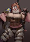  abs ambiguous_gender animal_humanoid belt biceps big_breasts blep blue_eyes bottomwear breasts brown_hair bullet canid canid_humanoid canine canine_humanoid clothed clothing dog_humanoid felicia_(krekk0v) female female_focus fingerless_gloves gloves gun hair handwear hi_res huge_breasts humanoid krek krekk0v machine mammal mammal_humanoid multicolored_hair muscular muscular_female navel pants ranged_weapon rifle robot shirt solo_focus tongue tongue_out topwear weapon white_hair 