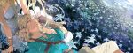  blonde_hair dress flowers gloves gyou_chin link_(zelda) long_hair male pointed_ears ponytail princess_zelda the_legend_of_zelda waifu2x wristwear 