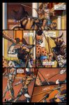  5_fingers african_wild_dog anthro battle canid canine cheetah comic detailed_background dialogue felid feline fingers hi_res male mammal outside piercing staff titusw 