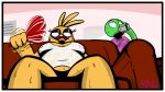  16:9 2019 anthro areola breasts cheeky_(roommates) chica_(fnaf) clothing comic digital_media_(artwork) female five_nights_at_freddy&#039;s fourball fur hi_res humanoid lagomorph leporid male mammal mike_schmidt roommates roommates:motha video_games 