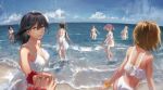 6+girls :d ahoge amagiri_(kantai_collection) asymmetrical_bangs ayanami_(kantai_collection) bangs bare_shoulders bikini black_hair blue_sky blush breasts brown_eyes brown_hair cloud day dress glasses grey_hair hair_between_eyes hair_bobbles hair_ornament hair_ribbon hairband holding_hands kantai_collection large_breasts long_hair looking_at_viewer lynchis multiple_girls oboro_(kantai_collection) open_mouth orange_hair outdoors parted_lips pink_hair ponytail pov purple_eyes ribbon sagiri_(kantai_collection) sazanami_(kantai_collection) scrunchie shikinami_(kantai_collection) short_hair side_ponytail silver_hair sky smile strapless strapless_dress swept_bangs swimsuit twintails ushio_(kantai_collection) very_long_hair wading white_bikini white_dress wrist_scrunchie 