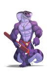  anthro badroy big_muscles bulge clothing cobra eyewear fangs furrybob hi_res lifeguard male muscular purple_scales reptile scales scalie snake sunglasses thick_tail underwear 