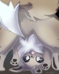  2019 3_toes ambiguous_gender black_nose black_pawpads brown_fur butt chest_tuft cute_fangs dipstick_tail eevee fluffy fluffy_ears fluffy_tail fur looking_at_viewer multicolored_tail nintendo opiodae pawpads pok&eacute;mon pok&eacute;mon_(species) rear_view shiny_pok&eacute;mon sparkles toes tongue tuft upside_down video_games white_fur 