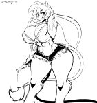  abs absurd_res anthro big_breasts big_ears bottomwear bovid bovine breasts cleavage clothed clothing cow_tail cutoffs denim denim_clothing denim_shorts female hair hi_res holding_object hose las_lindas mammal midriff monochrome mora_linda muscular muscular_female nipple_outline prime_(las_lindas) sem-l-grim short_hair shorts simple_background smile solo thick_thighs tied_shirt voluptuous webcomic white_background wide_hips 