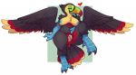  &lt;3 anthro artbyyellowdog avian beak bird blue_eyes blue_tongue breasts feathers female nipples open_mouth pussy simple_background slightly_chubby solo spread_wings spreading tongue toucan wings 