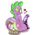  &lt;3 2019 3_toes aer0_zer0 anthro balls butt collaboration digital_media_(artwork) dildo friendship_is_magic green_eyes hi_res looking_back male my_little_pony nude saurian_(artist) scalie sex_toy simple_background solo spike_(mlp) toes white_background young 