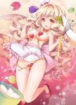  1girl animal_ears apron aron blonde_hair bow breasts bunny bunny_ears candy commentary_request covered_nipples drill_hair eyebrows_visible_through_hair food hat heart heart_panties heart_print holding ika_(4801055) large_bow large_breasts long_hair looking_at_viewer original panties pink_bow print_panties tagme thighs underwear very_long_hair white_apron white_headwear 