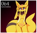  anthro anthrofied breasts digital_media_(artwork) featureless_breasts featureless_crotch female hi_res inget kadabra navel nintendo nude pink_eyes pok&eacute;mon pok&eacute;mon_(species) pok&eacute;morph simple_background smile solo video_games yellow_skin 