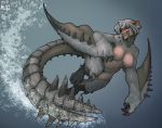  2019 alternate_species animal_humanoid barioth breasts capcom claws dragon fangs female flying_wyvern fur hair hi_res humanoid humanoidized monster_hunter muhut nipples simple_background solo video_games wings wyvern 