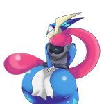  1:1 ambiguous_gender big_butt blue_skin butt butt_focus clothing greninja hi_res hoodie loincloth nintendo pok&eacute;mon pok&eacute;mon_(species) rear_view simple_background solo thick_thighs tohtori_crow tongue tongue_out topwear video_games wide_hips 