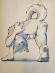  anthro anus balls butt canid canine canis dmitrydraws domestic_dog hi_res husky invalid_tag male mammal nordic_sled_dog penis piercing solo spitz 
