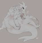  ! anthro breasts canid canine canis duo female feraligatr greyscale hi_res mammal monochrome nintendo nipples nude pok&eacute;mon pok&eacute;mon_(species) pussy scalie sitting smile spread_legs spreading thick_thighs tongue tongue_out video_games wolf yogoat 