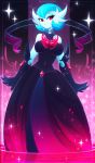  2019 absurd_res alternate_color armwear black_clothing black_dress blue_hair breasts cassandra_(koveliana) clothed clothing digital_media_(artwork) dress eyelashes fan_character female fully_clothed gloves hair handwear hi_res humanoid jewelry koveliana looking_at_viewer mega_evolution mega_gardevoir nintendo not_furry pok&eacute;mon pok&eacute;mon_(species) red_eyes shiny_pok&eacute;mon short_hair solo video_games white_skin 