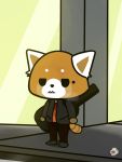 2019 absurd_res aggressive_retsuko ailurid anthro clothed clothing digital_media_(artwork) fur guitar hi_res jacket male malky-way_(artist) mammal musical_instrument night red_panda sanrio simple_background solo topwear young 