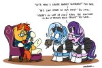  2019 absurd_res armchair bell bobthedalek chair clothing dialogue english_text equid eyewear feather_duster friendship_is_magic glasses hi_res horn legwear maid_uniform mammal my_little_pony robe sitting starlight_glimmer_(mlp) stockings sunburst_(mlp) text trixie_(mlp) unicorn uniform 