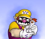  avian big_breasts bird bodily_fluids breasts chicken female feral galliform gallus_(genus) hen_(wario) human icam2k male mammal mario_bros nintendo phasianid tears video_games wario 