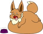  2019 alpha_channel bowl brown_fur cute_fangs dipstick_tail eevee feral food_bowl fur long_ears low_res milkpudding multicolored_fur multicolored_tail nintendo overweight pok&eacute;mon pok&eacute;mon_(species) simple_background stuffing tan_fur tongue transparent_background video_games 