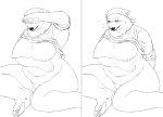  anthro aoino_broome big_breasts blush breasts clothing covering_face female hand_on_stomach hi_res mammal mature_female one_eye_closed polar_bear shy simple_background solo ursid ursine 