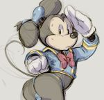  black_nose bottomless butt clothed clothing dandi disney fur gloves handwear looking_back male mammal mickey_mouse mouse murid murine navel rodent round_ears sailor_suit simple_background sketch solo standing thong topwear underwear 
