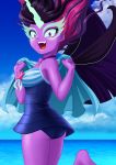  absurd_res butt clothing equestria_girls equid fangs female hi_res horn horned_humanoid humanoid jewelry mammal midnight_sparkle_(eg) my_little_pony necklace purple_eyes sea solo swimwear twilight_sparkle_(eg) uotapo water winged_humanoid winged_unicorn wings 