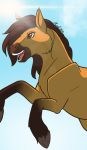  2019 ambiguous_gender equid equine feral hair hi_res hooves horse inkybeaker mammal outside sky smile solo spirit:_stallion_of_the_cimarron spirit_(cimarron) 