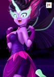  animal_humanoid armwear clothing dress elbow_gloves equestria_girls equid fangs female fingerless_gloves gloves handwear horn humanoid jewelry mammal midnight_sparkle_(eg) my_little_pony necklace purple_eyes solo twilight_sparkle_(eg) uotapo winged_unicorn wings 