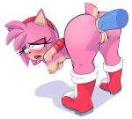  accessory amy_rose anal anal_penetration anthro anus bent_over blush bodily_fluids boots bound breasts butt clitoris clothing disembodied_penis drooling erection eulipotyphlan eye_roll eyelashes female footwear fur genital_fluids green_eyes hair_accessory hairband half-closed_eyes hands_behind_back hedgehog hi_res male male/female mammal nipples open_mouth penetration penis pink_fur pussy pussy_juice saliva saltwatertoffee simple_background sonic_(series) standing sweat tongue tongue_out 