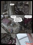  2019 anthro bed bedroom black_nose clothed clothing comic detailed_background digital_media_(artwork) english_text felid feline hi_res male mammal open_mouth solo standing teeth text zummeng 