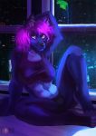  absurd_res anthro canid canine clothed clothing eri-yo female hair hi_res huge_filesize inside looking_at_viewer mammal navel sitting smile solo underwear 