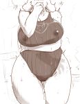  ! anthro bodily_fluids boss_monster bovid caprine clothing curvaceous delta_rune_(emblem) fdokkaku female genital_fluids hi_res mammal monochrome nipple_outline pussy_juice solo standing swimwear symbol toriel undertale video_games wet wide_hips 