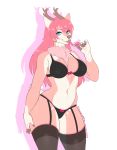  anthro bra canid canine cervid clothed clothing female garter_straps hybrid kitsunewaffles-chan lingerie looking_at_viewer mammal panties smile solo standing tongue tongue_out underwear wide_hips 
