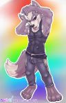  2019 4_toes anthro armpit_hair bashbl-ux canid canine canis clothing hi_res looking_at_viewer male mammal nintendo pecs pubes simple_background solo star_fox toes video_games wolf wolf_o&#039;donnell 