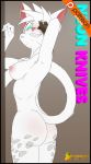  anthro butt charlie_mandango domestic_cat dreamkeepers eye_patch eyewear felid feline felis female fur green_eyes grin hair hi_res mammal nipples patreon pink_nose smile solo teeth tekra_(dreamkeepers) white_fur white_hair 