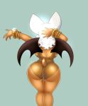  anthro big_butt bracelet butt chiropteran clothing female hi_res jewelry mammal omegasunburst one-piece_swimsuit rear_view rouge_the_bat simple_background solo sonic_(series) swimwear wide_hips wings 