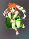  absurd_res anthro basset_hound canid canine canis clothed clothing cube_(object) domestic_dog female freedom_planet fur gloogloogloo gradient_background green_eyes hair hi_res hunting_dog mammal milla_basset orange_hair scent_hound simple_background solo video_games white_fur 