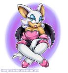  anthro blue_eyes breasts chiropteran cleavage clothed clothing female hi_res lips looking_at_viewer mammal omegasunburst rouge_the_bat solo sonic_(series) 