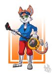  2019 absurd_res anthro blinx blinx_the_time_sweeper clothed clothing crossgender digital_media_(artwork) domestic_cat eyewear felid feline felis female gloves goggles goggles_on_head green_sclera handwear hi_res looking_at_viewer mammal microsoft mtf_crossgender sharp_teeth smile solo standing teeth video_games voxelcubed xbox_game_studios 