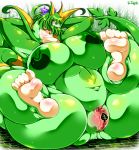  2019 accessory anthro areola big_breasts big_clitoris blush breasts censored clitoris female green_hair hair hair_accessory hair_bow hair_ribbon half-closed_eyes huge_breasts navel nintendo nipples nude open_mouth overweight pok&eacute;mon pok&eacute;mon_(species) pok&eacute;morph presenting presenting_pussy pussy reclining reptile ribbons scalie serperior snake solo thick_thighs video_games wide_hips ymbk 